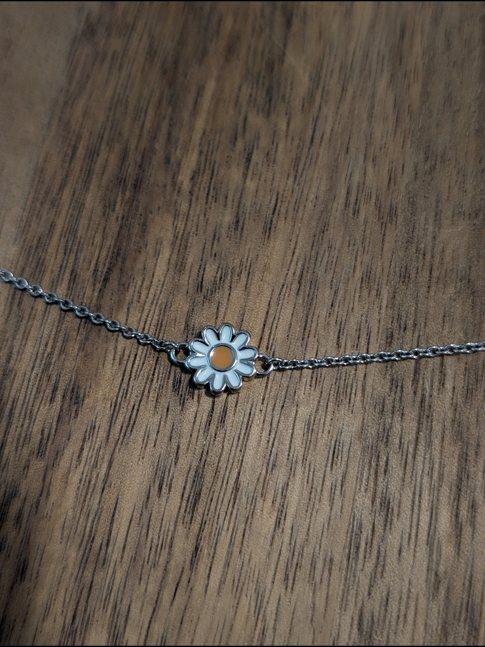Pura Vida Silver Tone White Daisy Pendant Choker Necklace 16" Petite - Picture 7 of 8